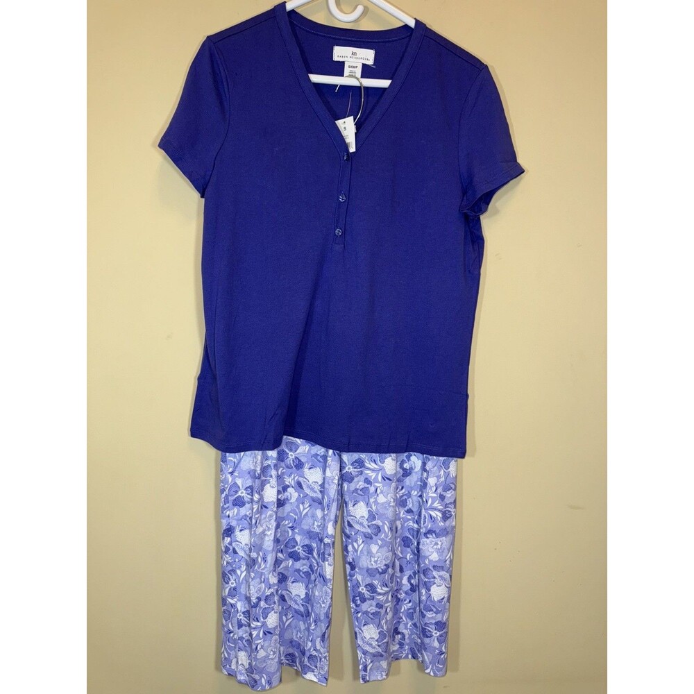 NWT Karen Neuburger 100% Cotton 2 Piece Pajama Set Shirt and Pants  Size Small